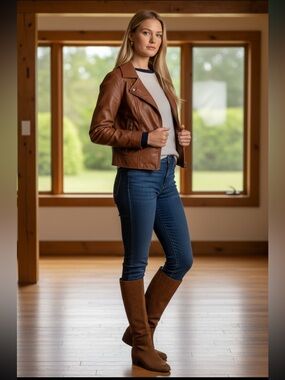 LOFT Cream Crew Neck Sweater with Black Trim